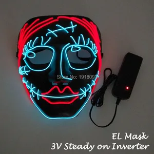Новый стиль, маска для лица с ужасом для девочек, многоцветная неоновая светящаяся маска EL Wire, страшная тема, праздничное освещение, маска, аксессуары