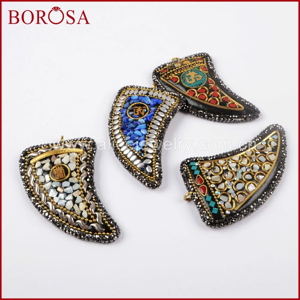 Новый инкрустированный латунный рожковый камень BOROSA 6 шт. многослойный со