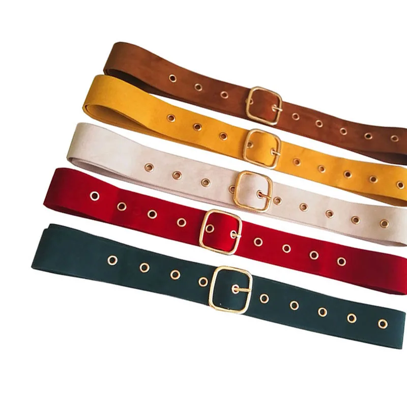 Длинный бархатный ремень женский узел черный пояс красное золото квадратная