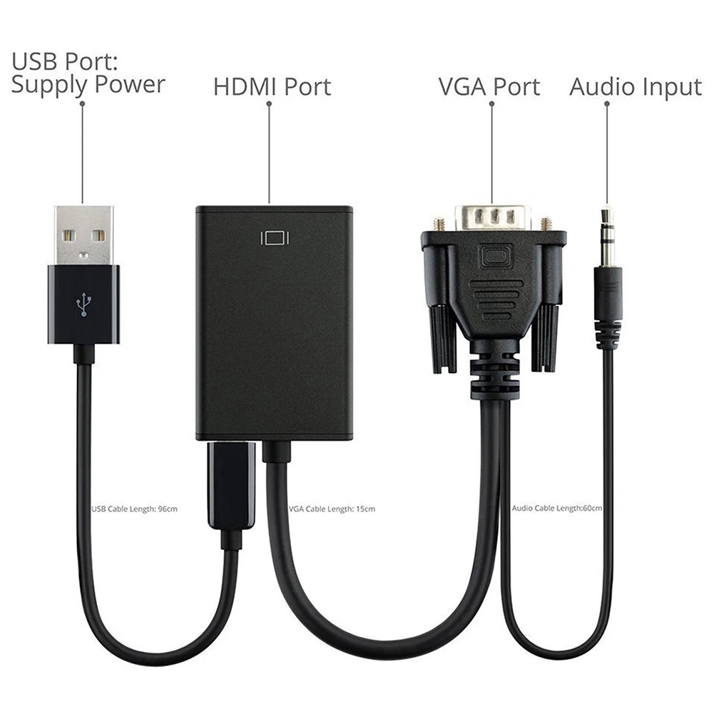 VGA в HDMI конвертер 1080 P HD аудио ТВ видео кабель VGA2HDMI адаптер для ПК монитор #913|Кабели