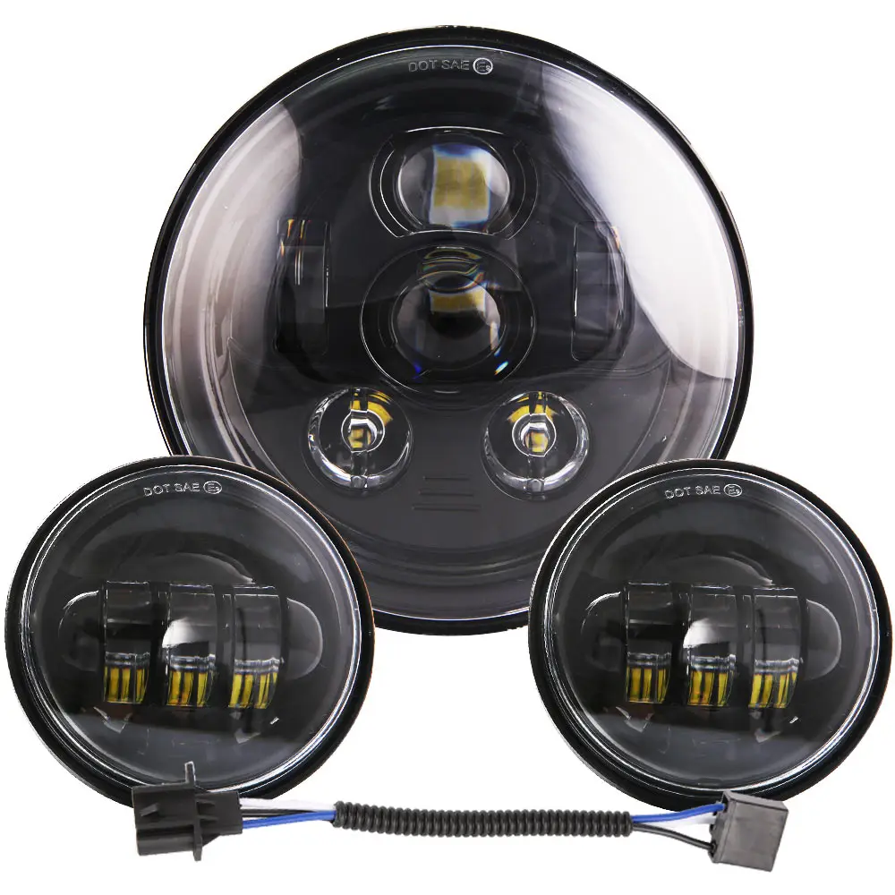 

2018 newest 1 Set 7"LED Projector Headlight + 4.5" LED Passing lights For Road King Electra Street Glide Touring