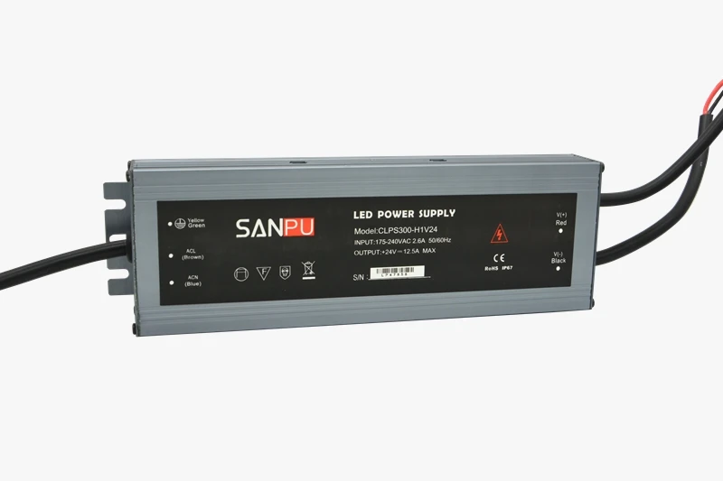 SANPU 24 в источник питания водонепроницаемый IP67 300 Вт 230 В 220 В переменного тока в постоянный 24 вольт трансформатор освещения Светодиодный драйвер ультра тонкий светодиодный s