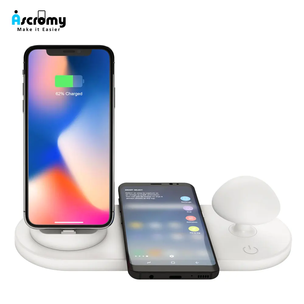 Ascromy быстро QI Беспроводной Зарядное устройство Док-станция для iPhone XS Max X XR 8 плюс samsung S9 S8 S7 Android Micro Тип usb с мобильного телефона