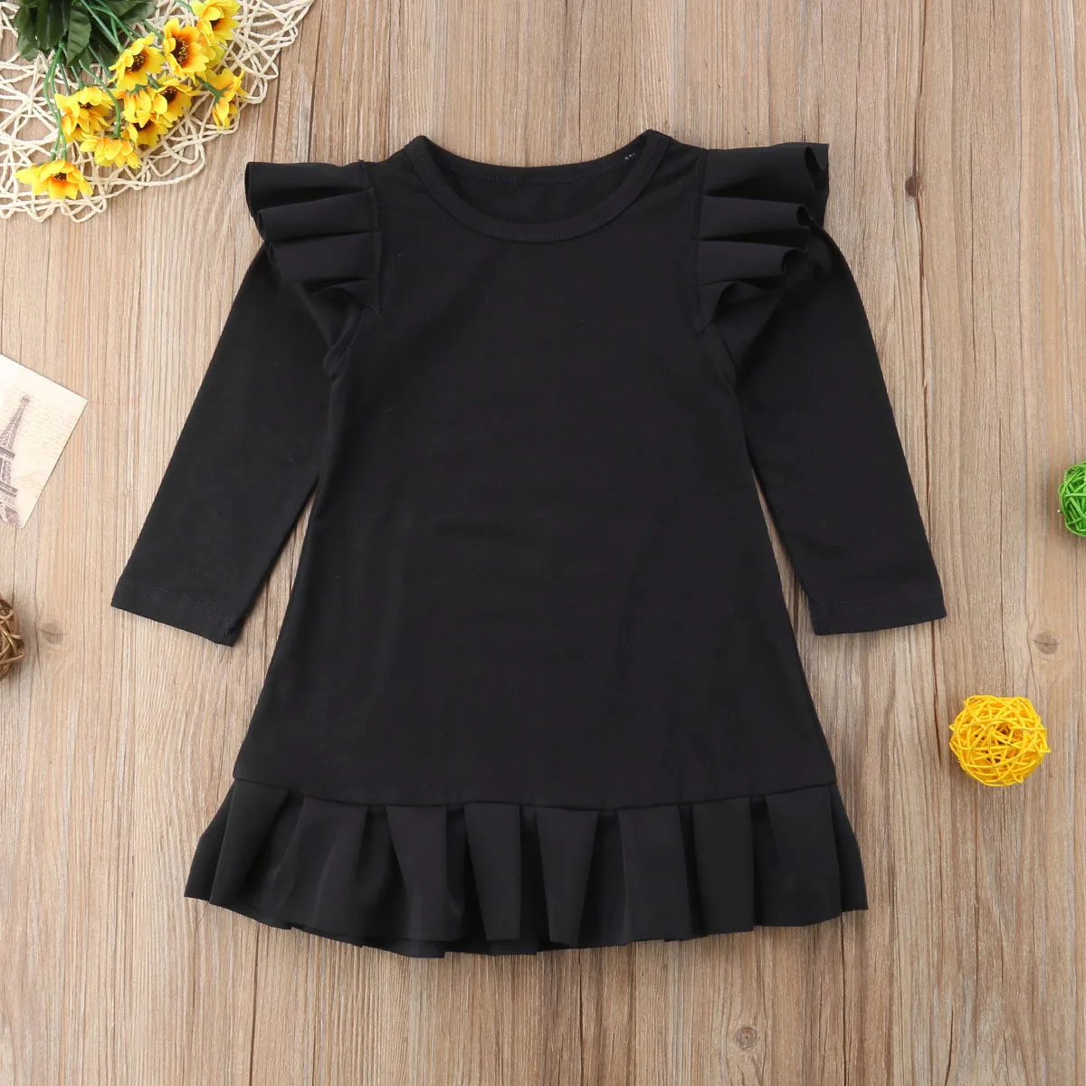 2018 Новое Осеннее милое детское платье для маленьких девочек однотонное до колена