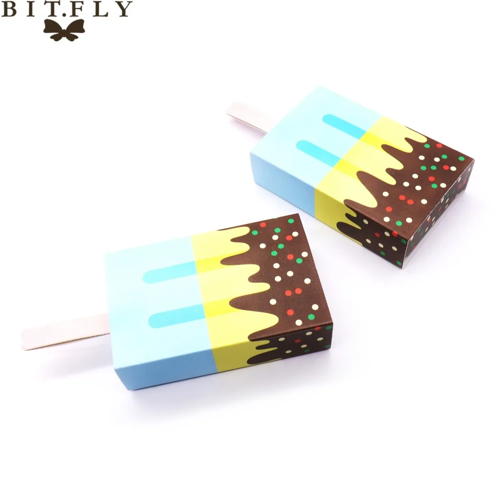 

5Pcs Ice Cream Shape Gift Boxes Baby Shower Birthday Party Candy Box Cartoon Drawer package Bag for Kids Party Favor Box
