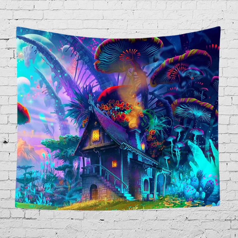Гриб trippy психоделический гобелен настенный ковер Декор богемная настенная ткань