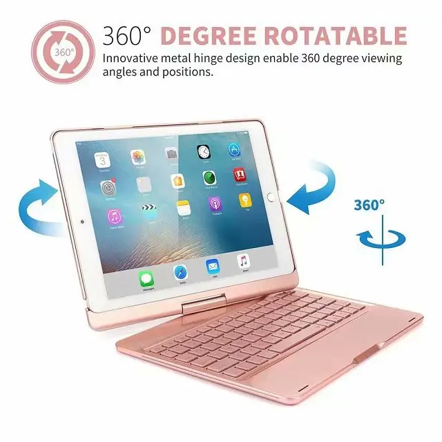 360 градусов вращающийся Алюминий Беспроводной Bluetooth клавиатура чехол для Apple iPad Pro