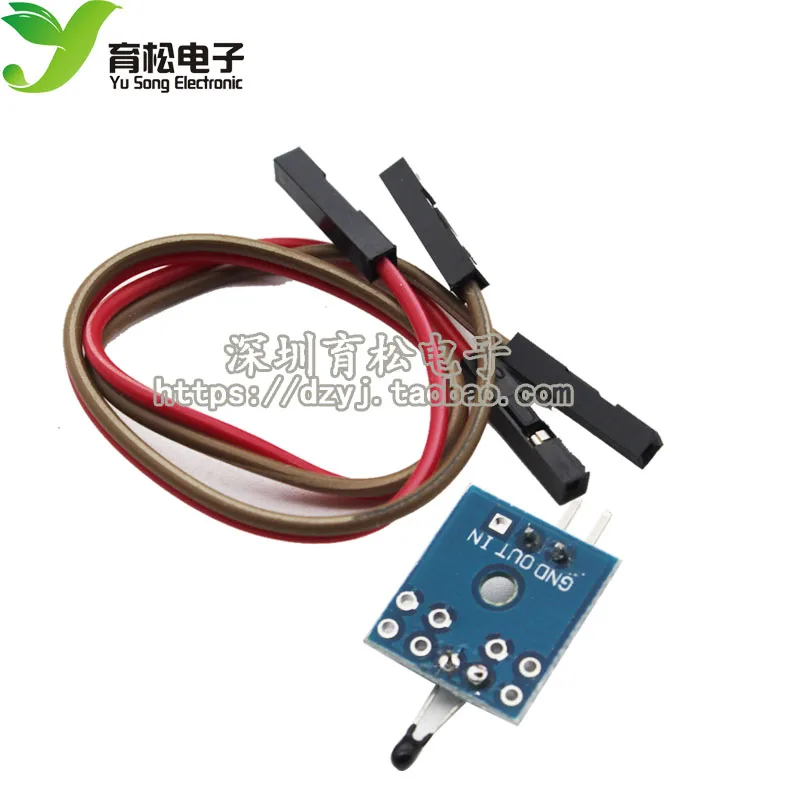 Temperature sensor with a small board Contains PCB Two 20cm DuPont wires and thermistor | Электроника
