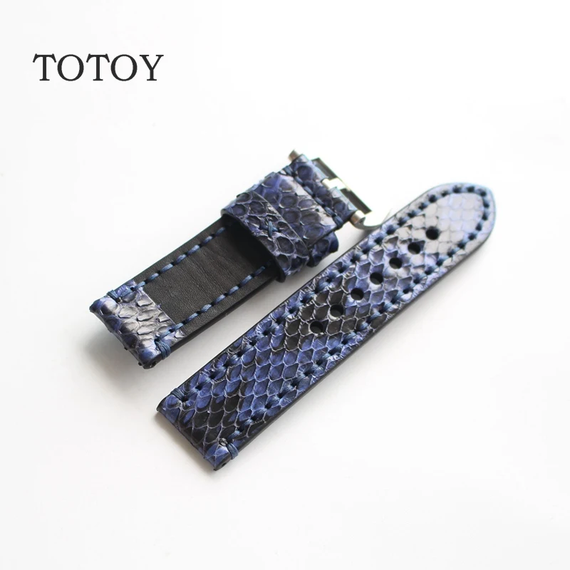 Ремешок для наручных часов TOTOY из кожи питона 20 мм 22 мм 24 мм 26 мм Ретро Синие Кожаные Ремешки для наручных часов, подходит для PAM0441 Быстрая