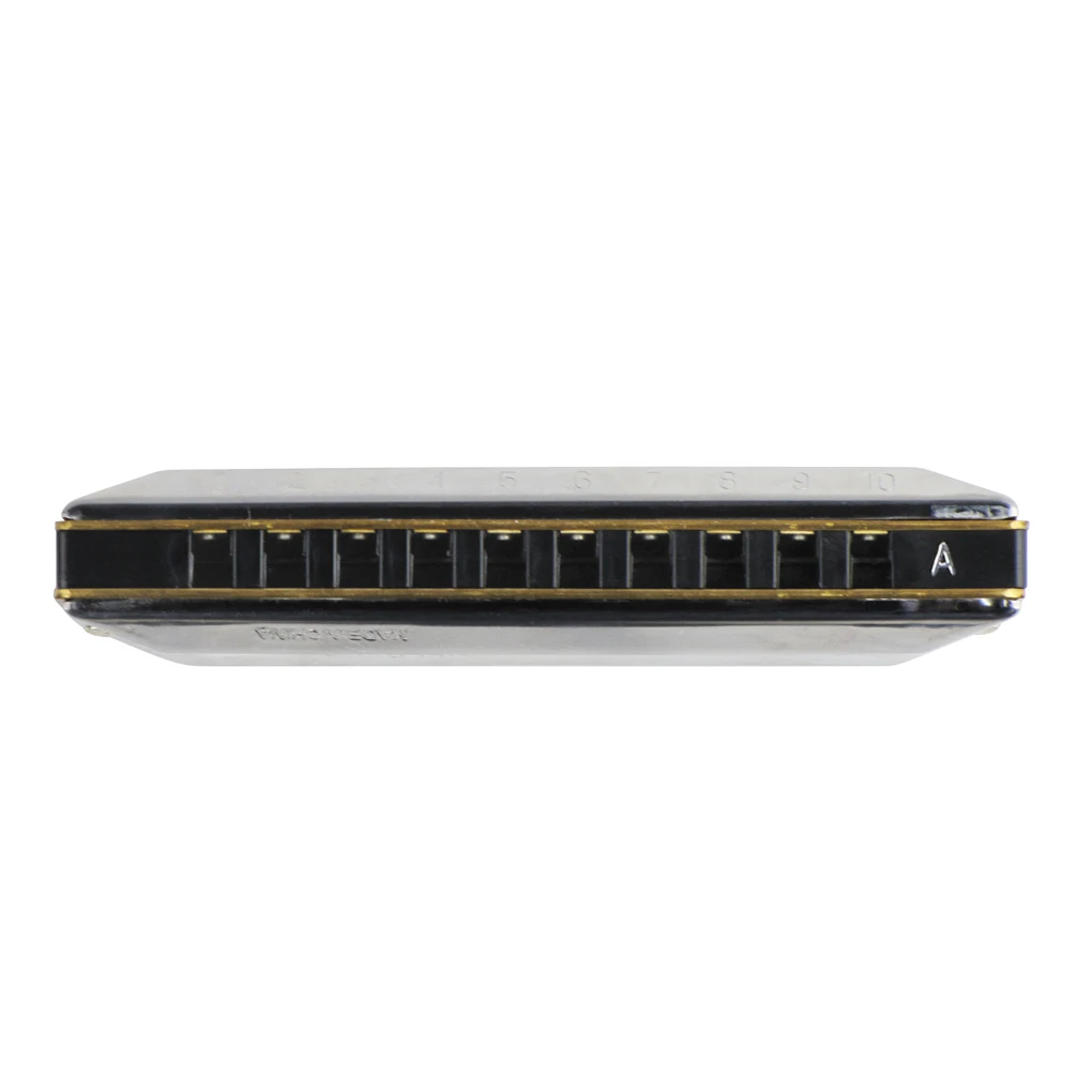 Huang Silver 10 отверстий Harp Harmonica Diatonic Blues A Key 20 Тон с чехлом Harmonica|Губная гармошка| |