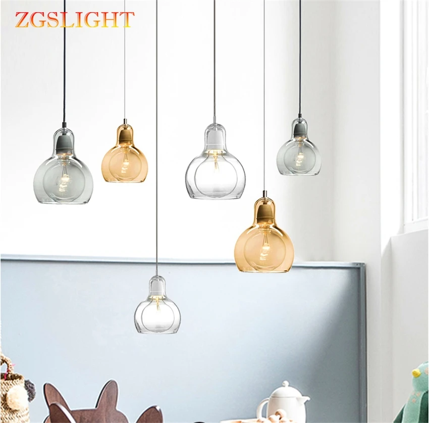 Лофт E27 подвесной светильник прозрачное Янтарное стекло абажур светодиодный