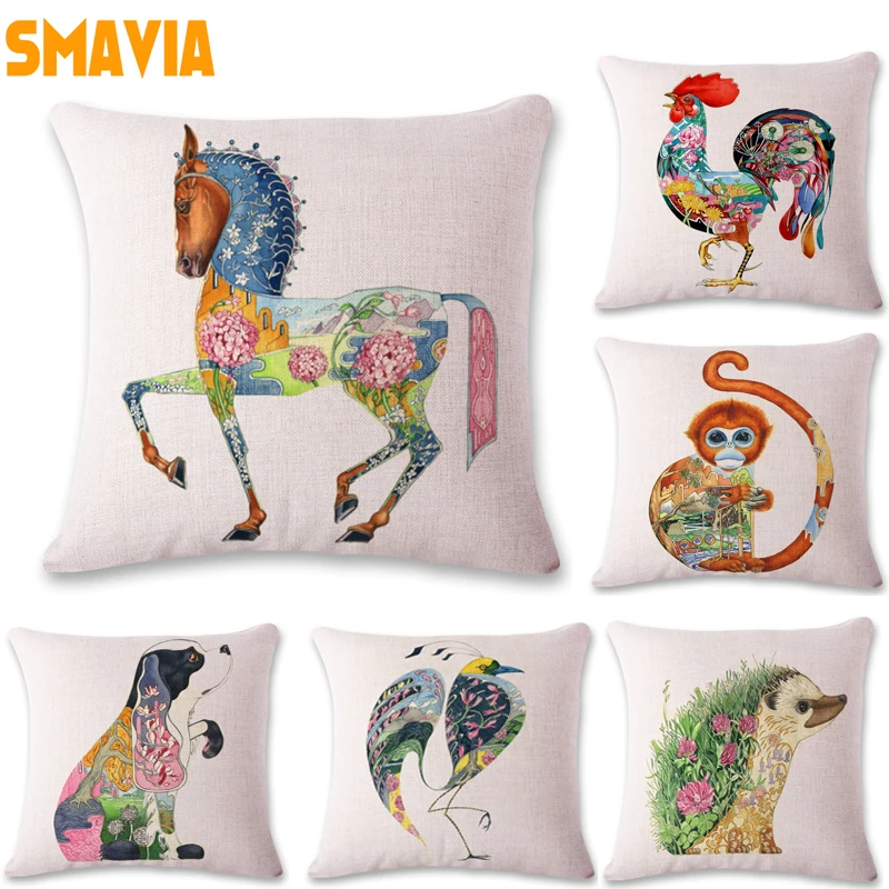 Smavia китайский Стиль животного абстрактный печатные Подушки Детские Обложка 1 шт.
