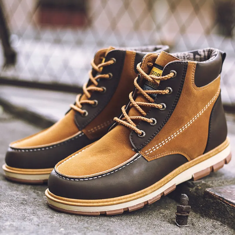Мужские осенние ботинки Martin теплая повседневная мужская обувь из искусственной