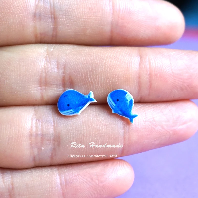 Хит продаж серьги гвоздики в виде Кита для женщин 925 пробы Серебряная игла