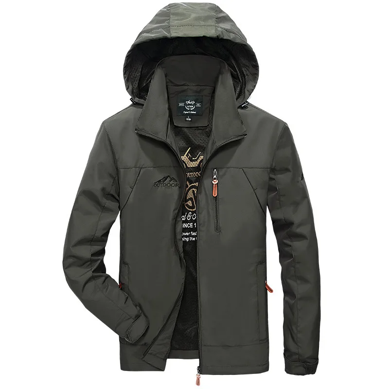 AFS JEEP куртки мужские в стиле милитари куртка ветровка с капюшоном воротник Veste Homme мужские куртки-бомберы сетчатая подкладка пальто для мужчин плюс M-4XL - Цвет: Армейский зеленый