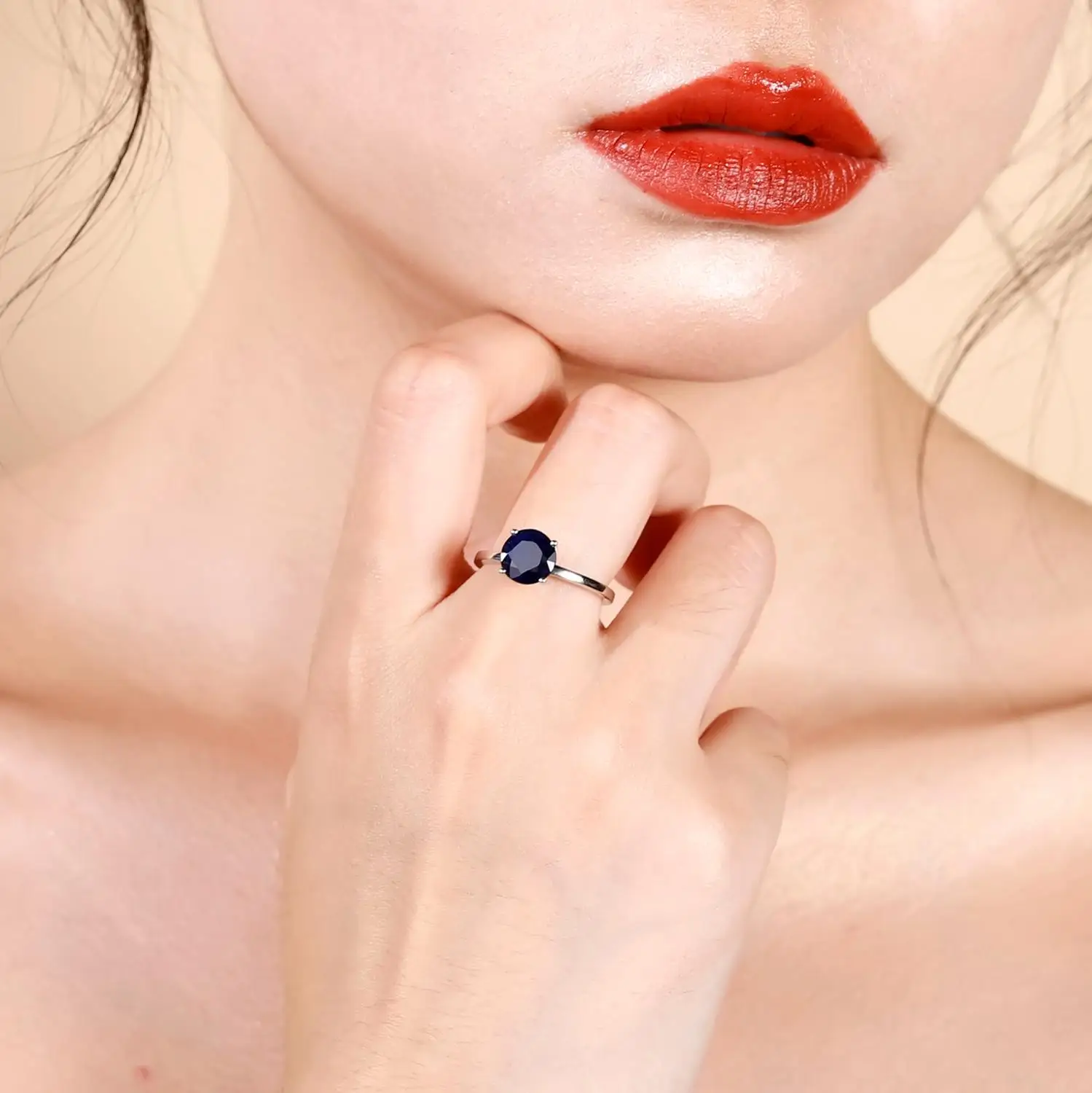 GEM'S балетные 2.57Ct круглые обручальные кольца с натуральным синим сапфиром 925 пробы Серебряное кольцо для женщин