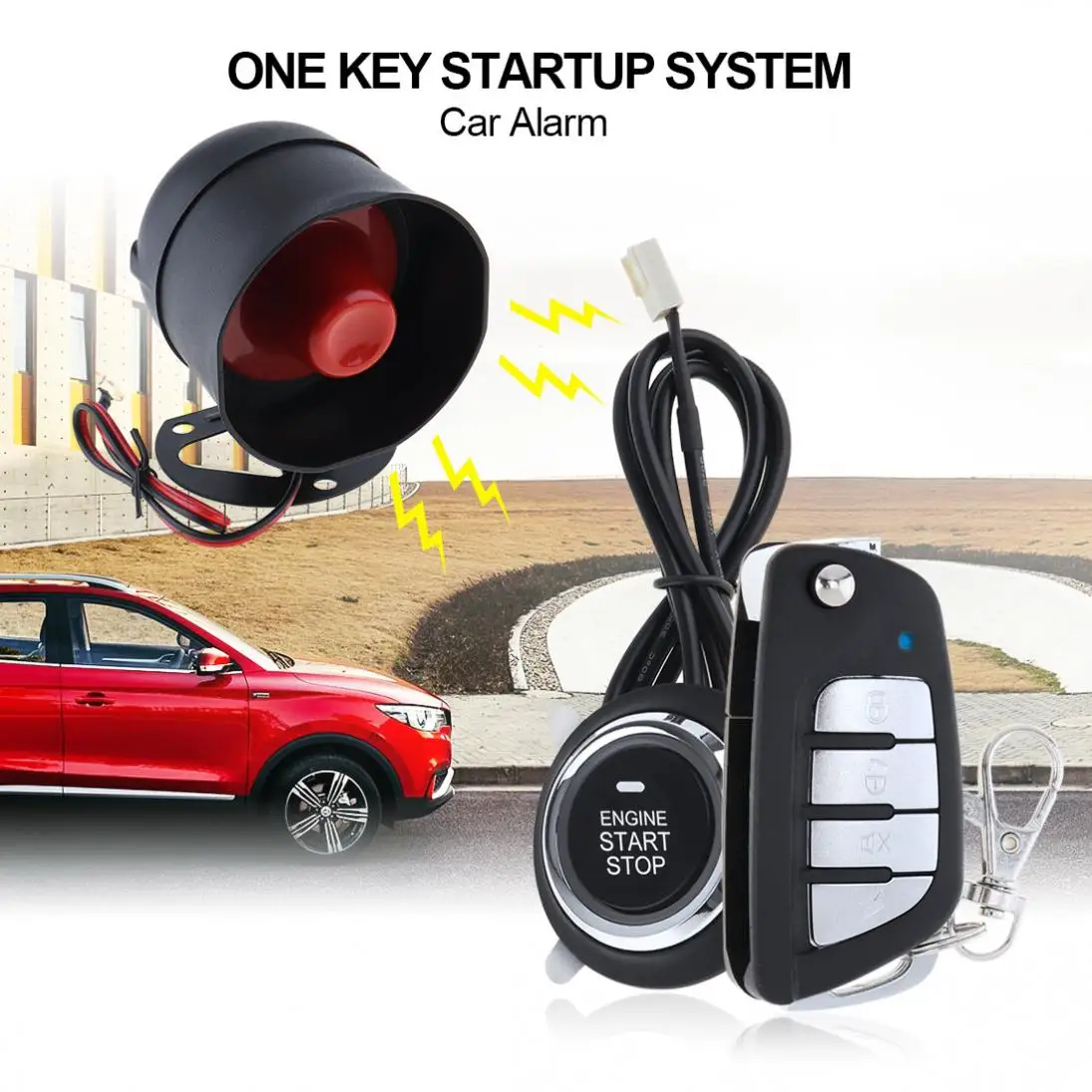

Universal Car Alarm System 12V Auto Remote Start Stop Engine System with Auto Central Lock and Keyless Entry 5A with Key 3