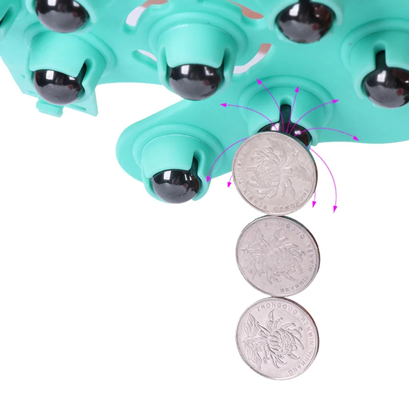1 Pcs Body Massager Glove Palms Shaped 9 Metal Roller Ball Stress Relief Anti Cellulite RJ99