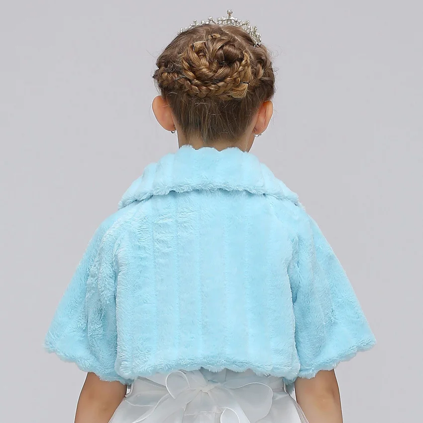 Winter Warm Baby Girls Wool Fur Coats Dress Cape Teenage Princess Shawl Soft Long Sleeve Jacket for Children Kids Formal Outwear | Детская