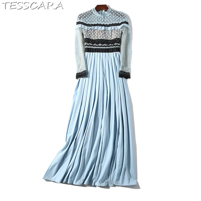 Женское Элегантное Длинное Платье TESSCARA синее платье макси женское винтажное дизайнерское высокого
