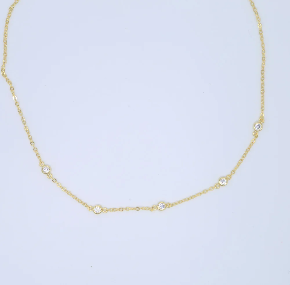 Женское Ожерелье цепочка серебряного цвета с фианитами|chain necklace|necklace silvernecklace silver