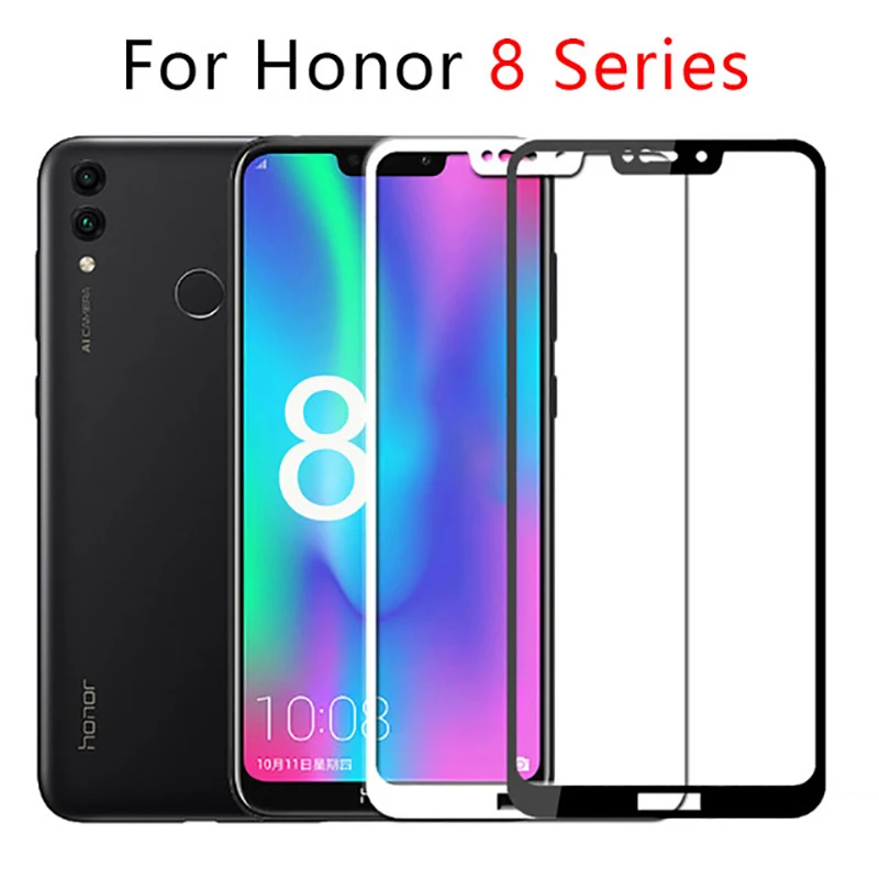 Чехол на Honor 8x 8c 8a 8 Lite полное покрытие закаленное стекло для Huawei Honer Onor A X C Light Honor8x