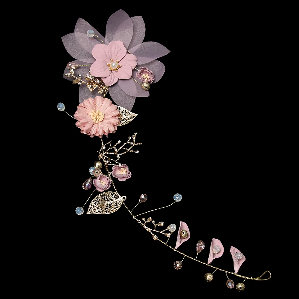 1 Pc Romantic Bride Headwear Head Band Beautiful Wedding Headdress Handmade Purple Flower Tiaras Alloy Hair Accessories | Красота и