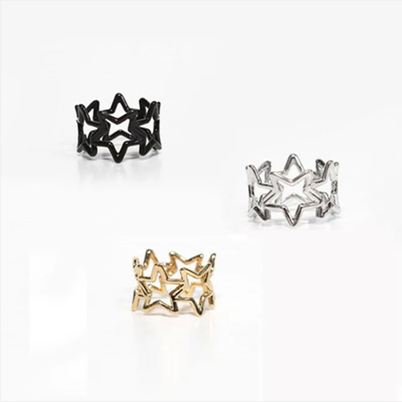 Женское кольцо в стиле панк с 6 полыми соединительными звездами|fashion rings for women|rings
