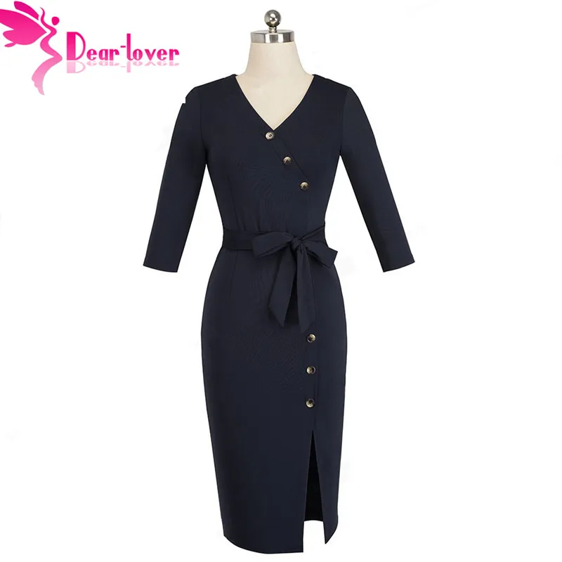 Dear Lover Элегантный Винтаж Bodycon для женщин деловая модельная одежда одноцветное