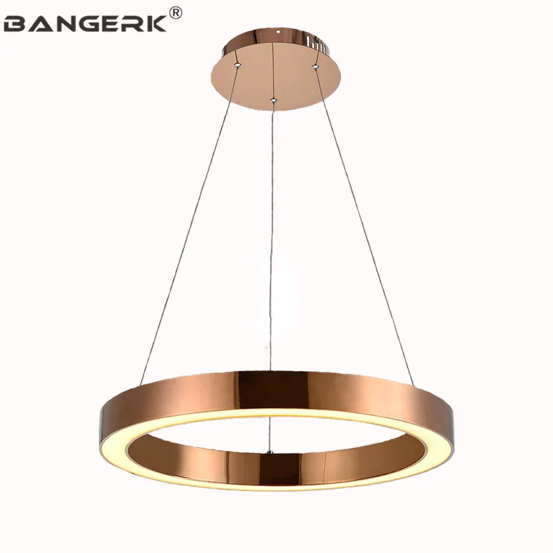 

Simple Gold Modern LED Pendant Light Fixtures Ring Acrylic Droplight Stainless steel Dining Room Hanging Lamp Pendant Lighting