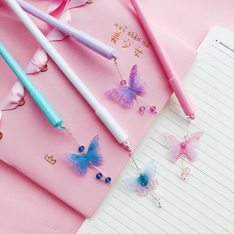 

1 шт. Kawaii бабочка подвеска нейтральные ручки школы гелевая ручка для подписи Новинка Эсколар канцелярские подарки поставки