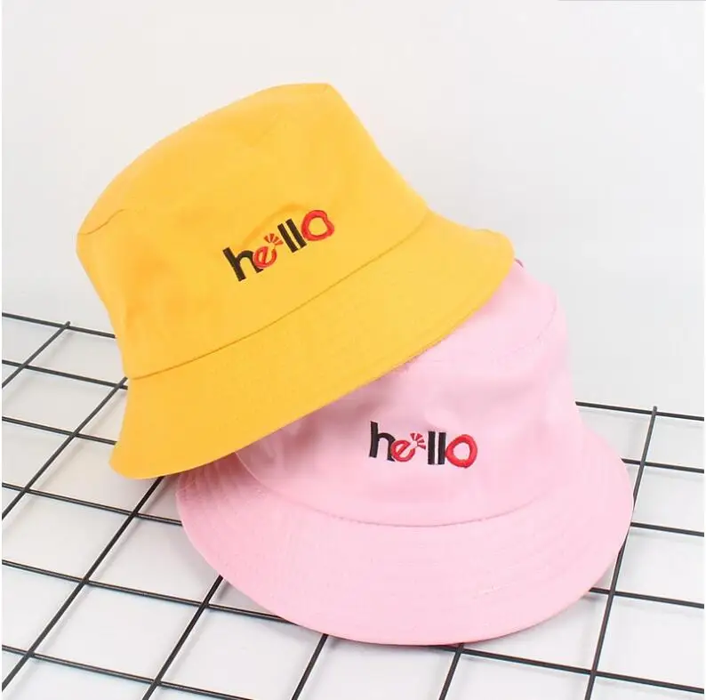 Новая Вышивка HELLO Bucket Hat летняя уличная туристическая Кепка Bob хип-хоп Gorros для