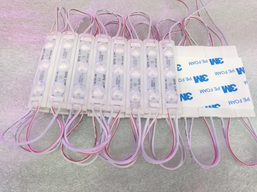 Светодиодный Инжекционный модуль с линзой 1 8 Вт smd2835 3LED s160 угол 12 В постоянного
