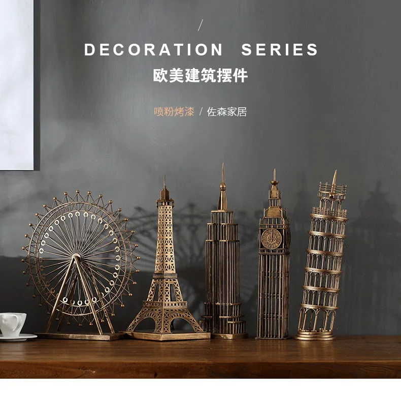 

Christmas GIFT 2020 fashion office home shop decorative art - handcrafted Retro Iron London eye sky wheel art Model 45CM