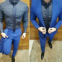 custom made royal blue men suits pants groom wedding tuxedos prom party blazers costume homme slim fit terno masculino 2 pieces