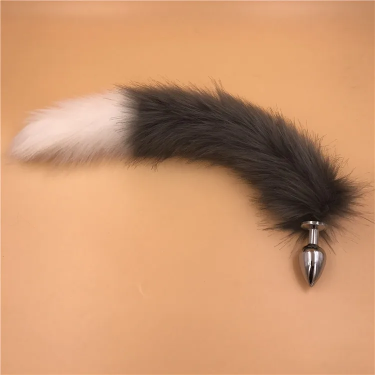 Gray And White Fox Tail Anal Plug Metal Toys Erotic Butt Sex Toy for Woman Men Sexy Adult Products | Красота и здоровье