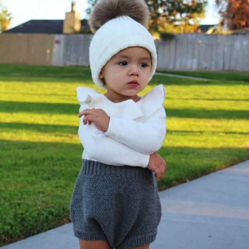 

2019 Autumn Winter NEW Newborn Baby Girls Wool Long Sleeve Patchwork Bodysuit Romper Jumpsuit Outfit Clothes