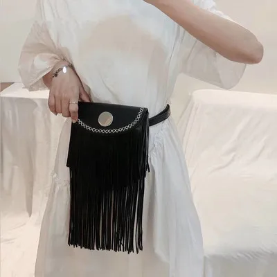 

NEW Punk Style Women Bag PU Leather Handbag with Rivet Tassel Purse Women's Shoulder Messenger Bags Small Cross Body Bag Chain
