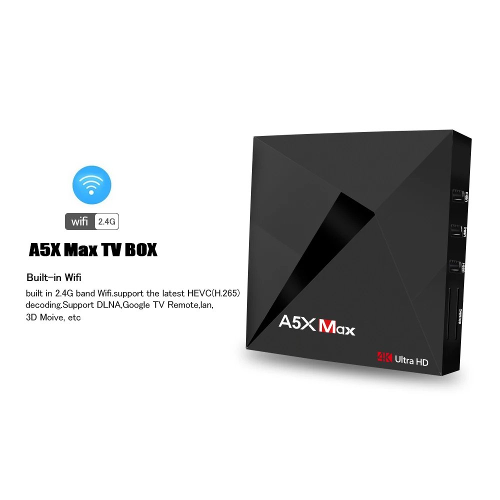 A5X Max 4 Гб RAM 32 ГБ ROM Smart Android 7 1 TV Box RK3328 четырехъядерный 2 4G WiFi 4K медиаплеер с T2C RU