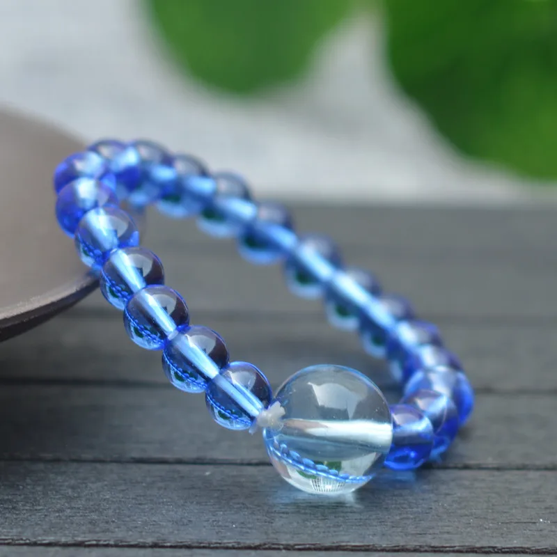 Женский браслет с большими бусинами голубые браслеты из бисера диаметром 10 мм