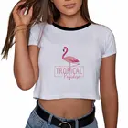 Женская футболка с коротким рукавом, лето 2019, Харадзюку, каваи, эстетика, фламинго, забавная