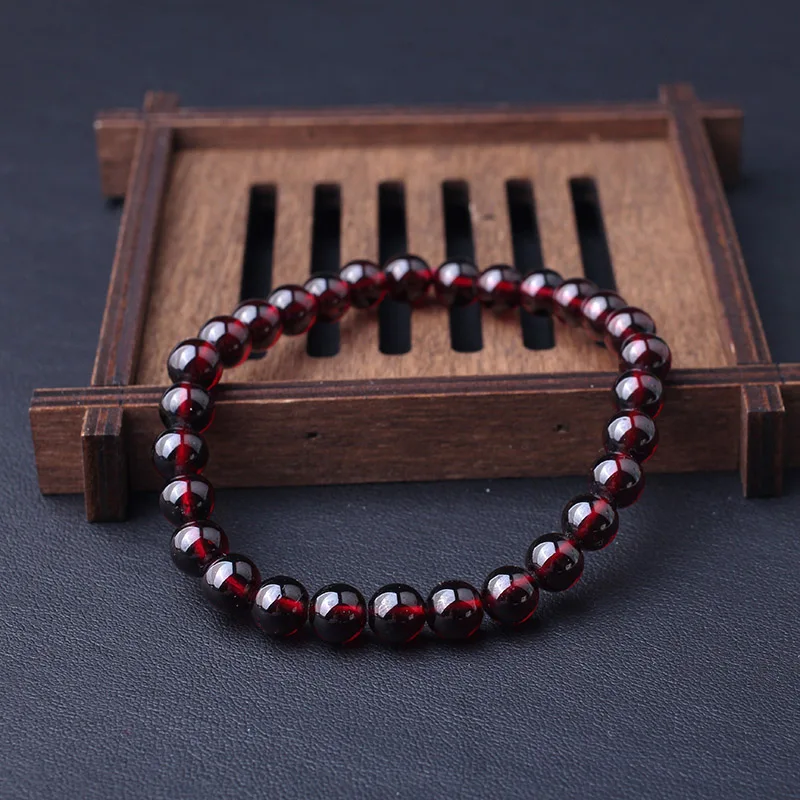 Wine Red Garnet Stone Bracelets Gem Buddha Beads For Women Strand Bracelet Men Jewelry Pulseras | Украшения и аксессуары