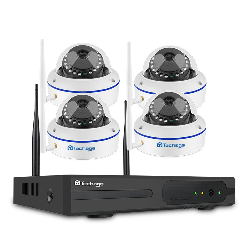 Techage 4CH Беспроводная 2ТБ HDD NVR CCTV система безопасности 4 шт. 720P 1MP купольная Wifi ip