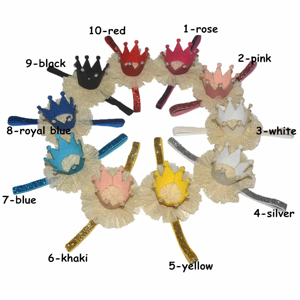 24 шт./лот Оптовая продажа Повязка на голову для новорожденных Блестящая корона