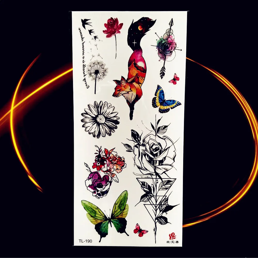 Mountain Planets Fox Temporary Tattoos For Kids Children Body Art Rose Geometric Tattoo Sticker Small Gadgets Tatoo Baby Girl | Красота и