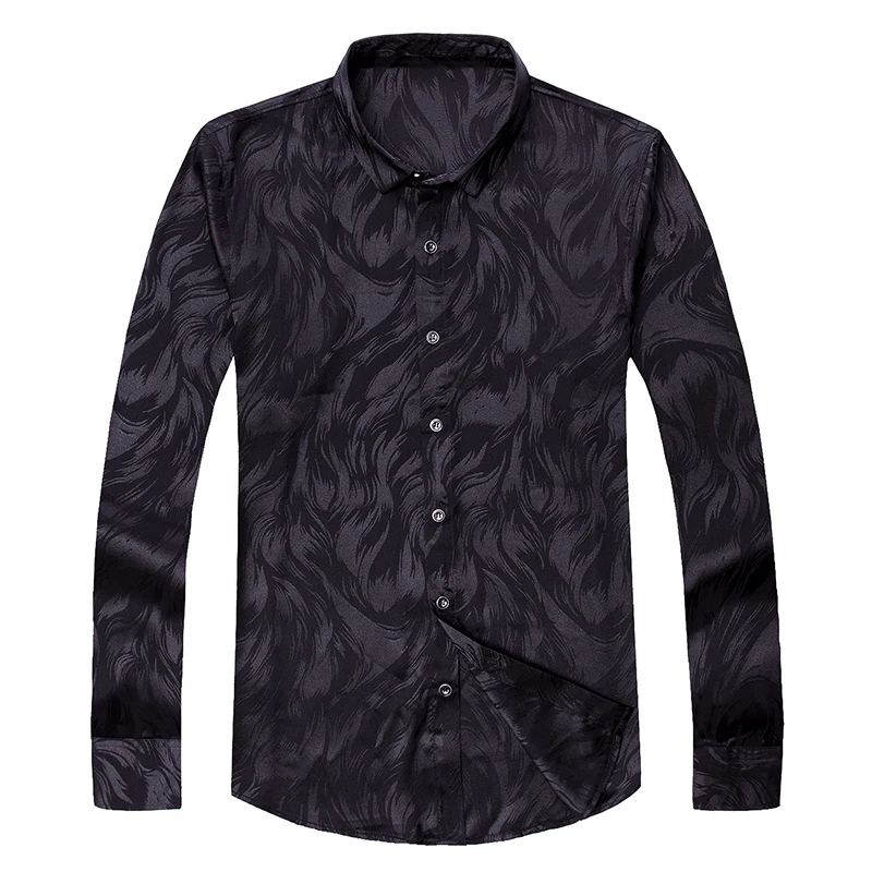 Новое поступление 2017 Осень и весна мужские атласные шелковые рубашки Модные