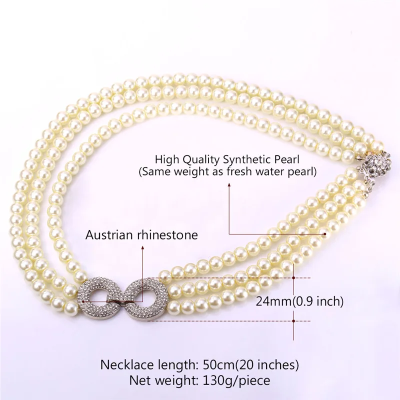 Жемчужные ювелирные изделия многослойное ожерелье белое Стразы модные