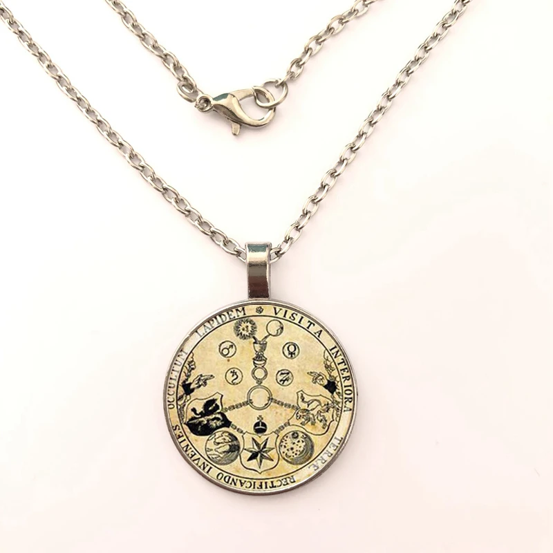 GDRGYB 2019/ hot rosicrucian rose magic alchemy seal mystery antique print illustration poster glass Pendant necklace jewelry. | Украшения