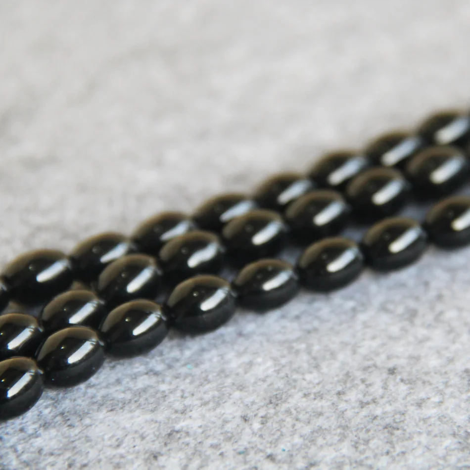 Модные красивые бусины 7*12 мм из натурального черного сердолика круглые сделай