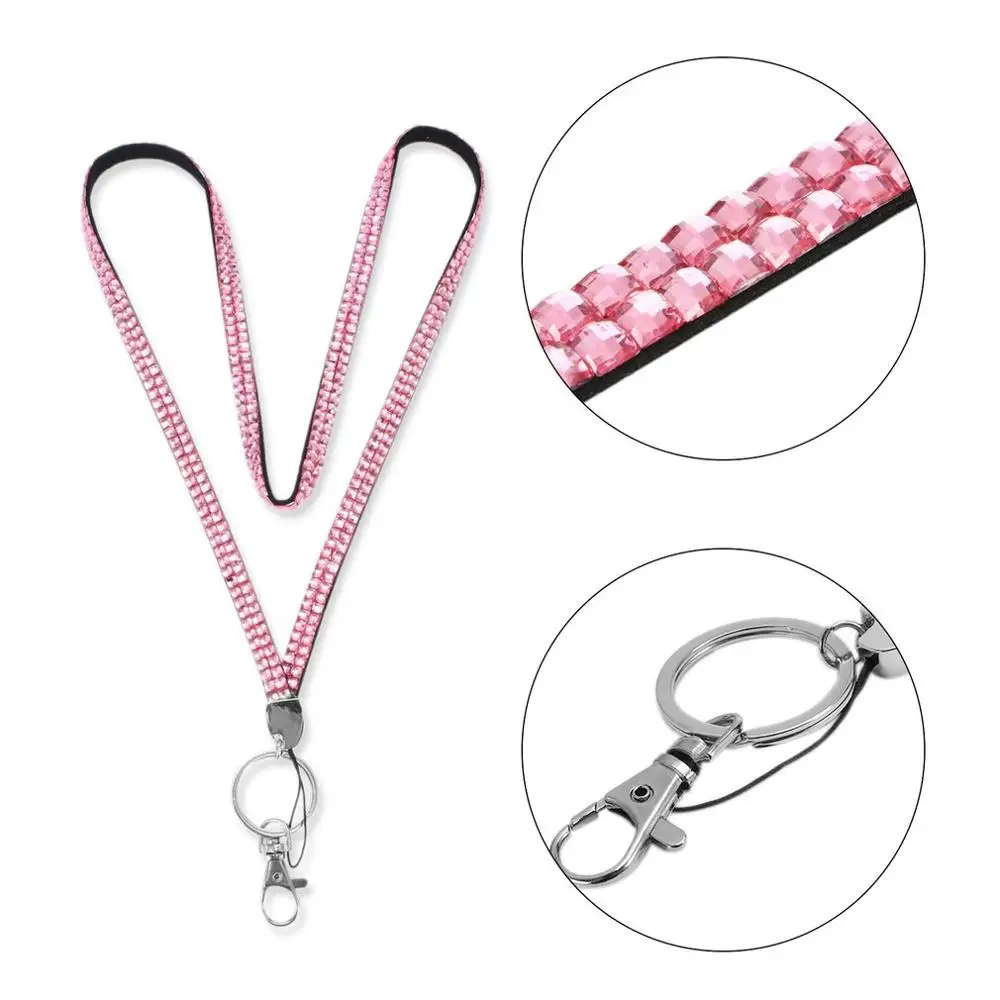 Pink С украшением в виде кристаллов мерцающие Стразы Bling изготовленный по индивидуальному заказу и удостоверение личности мобильного телефона, ключа Держатель Кольцо - Цвет: Pink